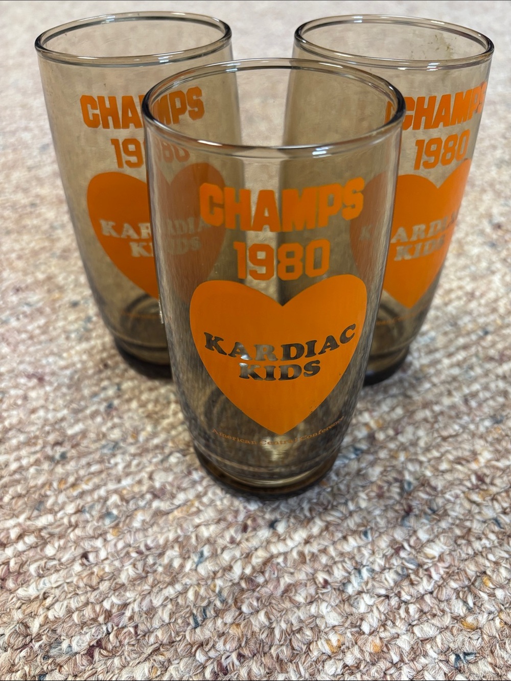 Champs 1980 Orange Heart Tumbler Glass